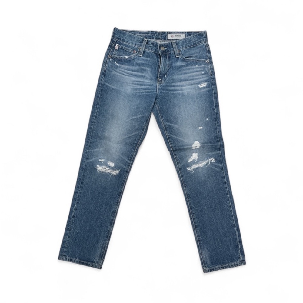 AG Adriano Goldschmied Ex Boyfriend Slouchy Slim Jeans Distressed Busted Knee 25